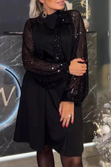 Elegant Sequins Sequined Half A Turtleneck A Line Dresses(5 Colors)