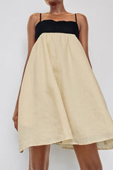 Casual Pocket Backless Contrast Square Neck Sling Dresses