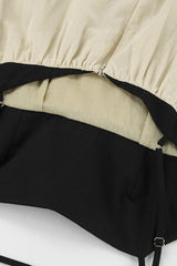 Casual Pocket Backless Contrast Square Neck Sling Dresses