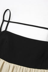 Casual Pocket Backless Contrast Square Neck Sling Dresses