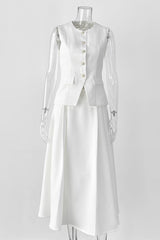 Celebrities Elegant Buttons O Neck Sleeveless Two Pieces