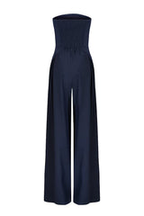 Casual Pocket Patchwork Backless Strapless Loose Jumpsuits(3 Colors)