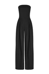 Casual Pocket Patchwork Backless Strapless Loose Jumpsuits(3 Colors)