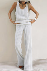 Casual Potholes U Neck Sleeveless Two Pieces
