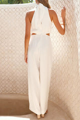 Casual Hollow Out Pocket Halter Loose Jumpsuits(4 Colors)