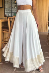 Casual Irregular Fringed Hem Boot Cut Speaker Bottoms(3 Colors)