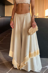 Casual Irregular Fringed Hem Boot Cut Speaker Bottoms(3 Colors)