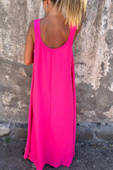 Casual Solid Color Flower Shape U Neck Sling Dresses