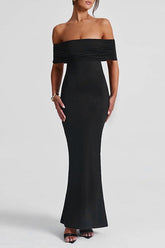 Sexy Solid Color Backless Off Shoulder One Step Skirt Dresses