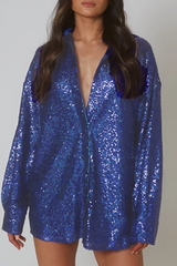 Casual Solid Sequins Shirt Dress Dresses(2 Colors)