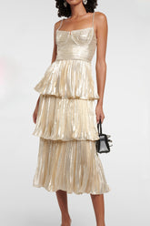 Metallic layered midi dress