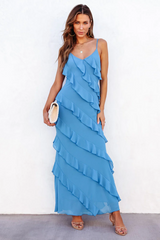 Sexy Backless Halter U Neck Wave Slim Side Slit Dresses