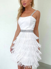 Suspender Fringe Mini Dress