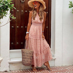 Boho Lace Casual Sleeveless V Neck Elegant Party Dress