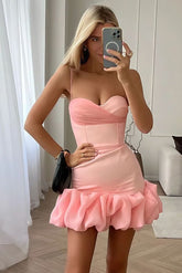 Pleated skirt suspender dress slim fit dress short skirt