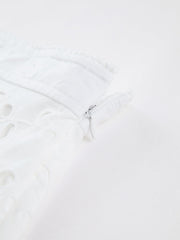 Eyelet Cotton Zippered Mid Skirt