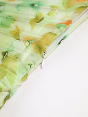 Greeness Floral Zippered Pleat Long Dress