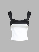 Two Tone Satin Tied Zippered Top