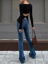 In Style Back Cutout Long Sleeve Shirt