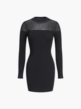 Patchwork Long Sleeve Short Sweater Dress