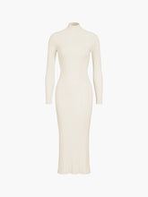 Slit Mock Neck Ribbed Knit Midi Sweater Dress