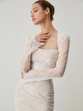 Lace Jacquard Floral Semi-sheer Tied Maxi Dress