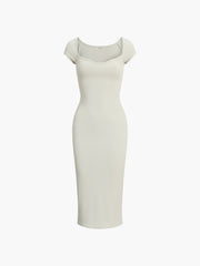 Cold Shoulder Ribbed Midi Knit Dress