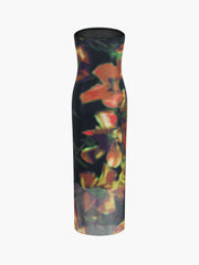 Multi Color Print Tube Midi Dress