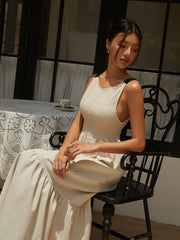 Shirred Tie Detail Cami Long Dress