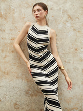 Striped Tassel Hem Sleeveless Midi Sweater Dress