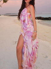 Serendipity Floral Print Ruffle Trim Cami Split Midi Dress