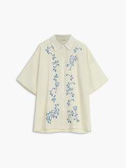 Plant Embroidery Leisure Shorts Set