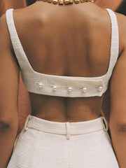 Tweed Backless Plain Shorts Set