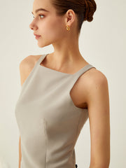 Solid Cutout Backless Tank Top