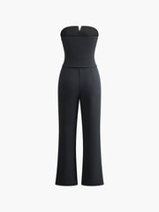 Bow Strapless Solid Jumpsuit