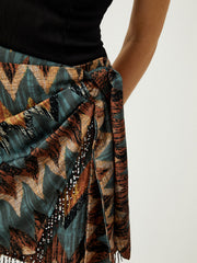 Print Tassel Hem Knotted Mini Skirt