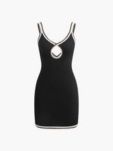 Backless Contrast Binding Cutout Sweater Dress