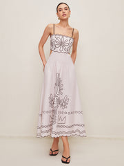 Print Pockets Cutout Dress