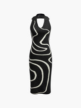 Printed Halter Backless Knit Dress