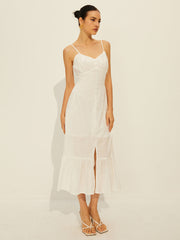 Cotton Ruffle Split Dress