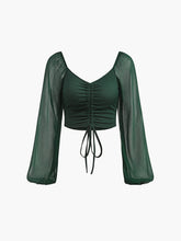 V-Neck Drawstring Ribbed T-Shirt