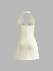 Pleated Halter Short Dress