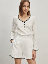 Cotton Casual Contrast Trim Shorts Set