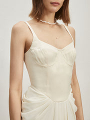 Satin Chiffon Pleated Dress