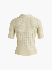 Casual V-Neck Short Sleeve Knit Top