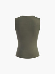 Button Pleated Solid Skirt Set