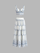 Embroidered Sleeveless Tie Back Skirt Set