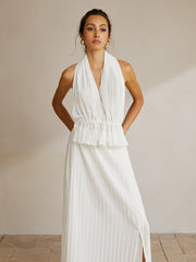 Elegant Halter Backless Skirt Set