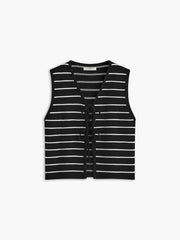 Striped V-Neck Tie Front Sweater Vest