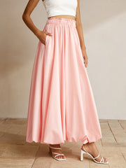 Bubble Elastic Waist Maxi Skirt